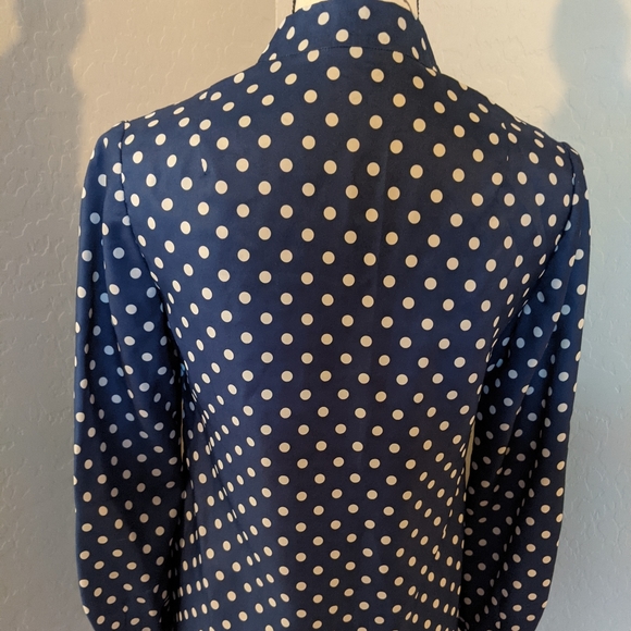 Vintage 80s Mandarin Collarless Blouse 33" or Mini Dress - Picture 4 of 4